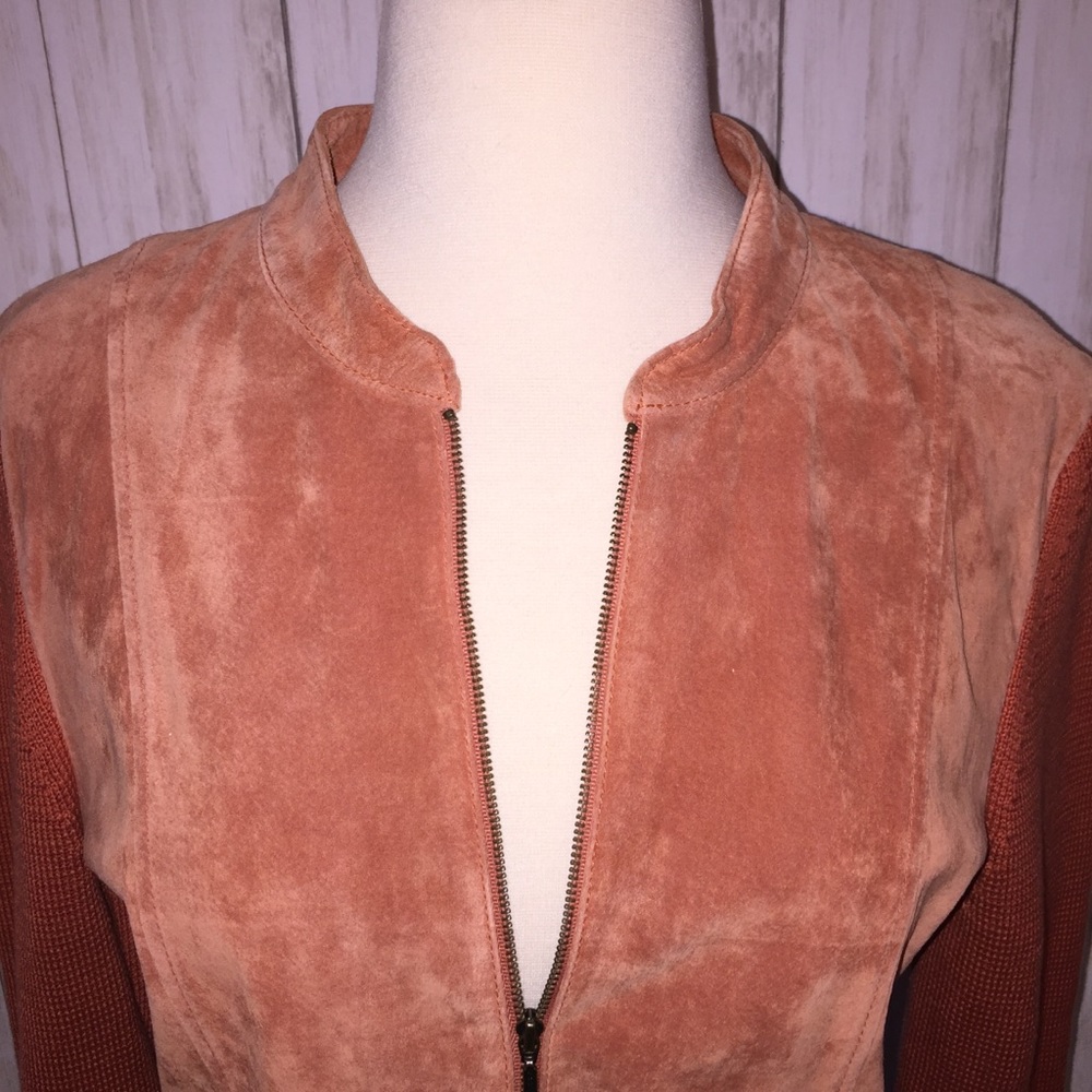Sigrid Olsen | Soft Orange Rust Leather Jacket M - image 3